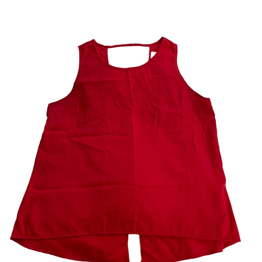 Twinkle Red Sheer Tank Cami Top with Slit in the Back